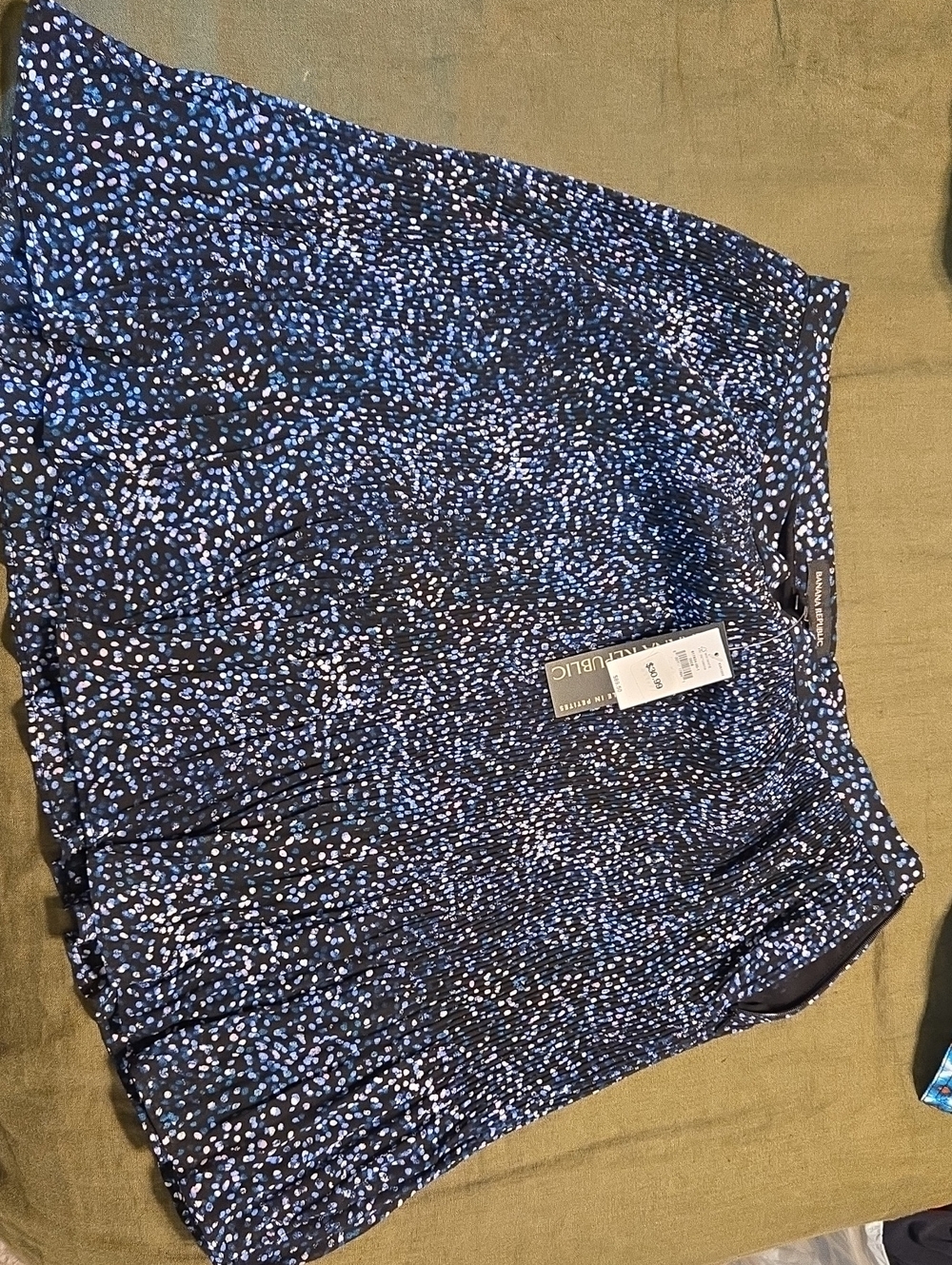 Banana Republic Navy Blue and Light Blue Speckled Pleated Skirt